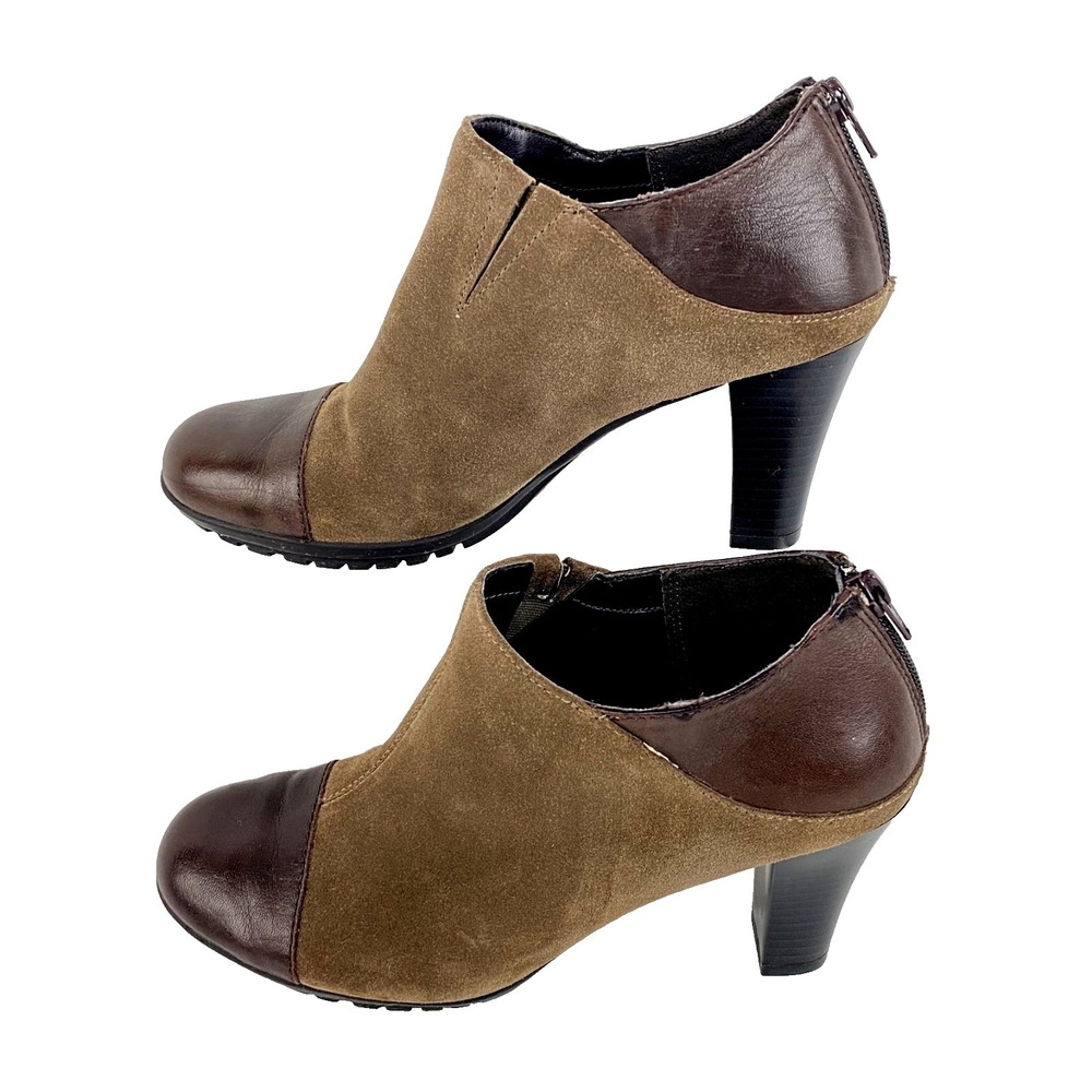 Aerosoles Leather & Suede Ankle Boots Women's 8.5 M Brown Booties Shoes